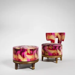 Poltroncina Lounge Rotonda Charles K in tessuto Rosso Reimei*K-3 by Kenzo Takada Outlet