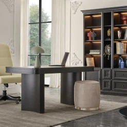 Pouf beige con base in legno Champagne della Collezione Studio Privè*Guerra Vanni Clearance