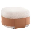 Pouf Bouclé Beige SUMO con Tasca in Cuoio*Morica Design