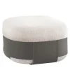 Pouf Bouclé Grigio SUMO con Tasca in Cuoio #2*Morica Design Clearance