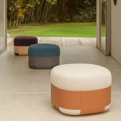 Pouf Bouclé Viola SUMO con Tasca in Cuoio*Morica Design Sale