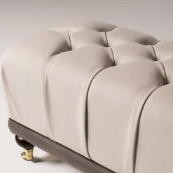 Pouf capitonnè Ottoman marrone chiaro e bianco panna*Mantellassi 1926 New