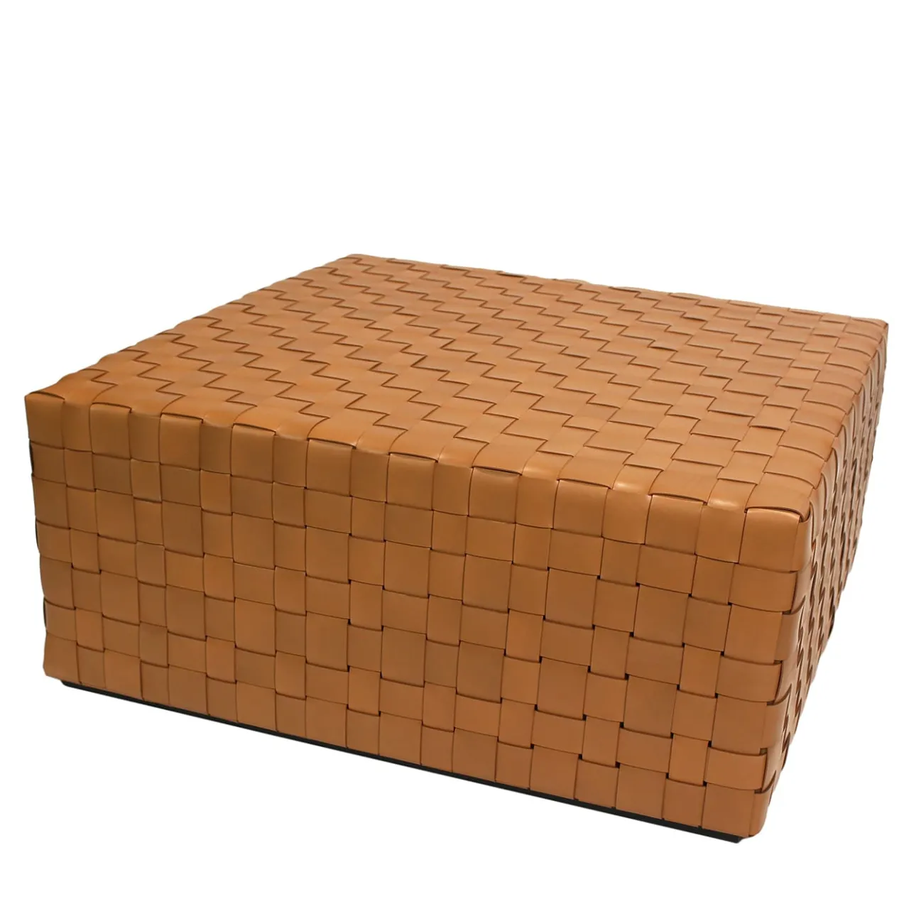 Pouf Castagno Grande In Pelle Arancione Di Gualtiero Ballarini*Oscar Maschera