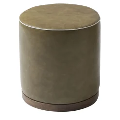 Pouf cilindrico Agostina pelle verde oliva*Mantellassi 1926 Discount