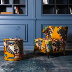 Pouf cilindrico Agostina con pattern Women*Mantellassi 1926 Outlet