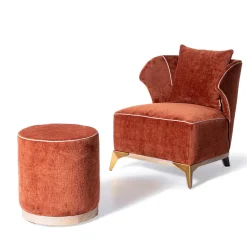 Pouf Cilindrico in Tessuto Rosso Agostina*Mantellassi 1926 Discount