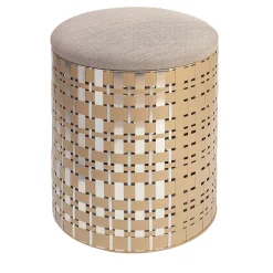Pouf cilindrico Nimbus 40 in alluminio champagne*Splot Design