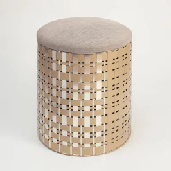 Pouf cilindrico Nimbus 40 in alluminio champagne*Splot Design