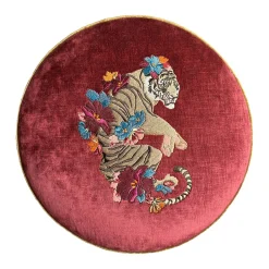 Pouf Circus ricamato in rosa fragola e bronzo*Carlotta Oddone Clearance