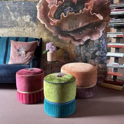 Pouf Circus ricamato in rosa fragola e bronzo*Carlotta Oddone Clearance