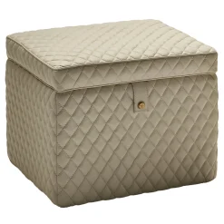 Pouf contenitore in pelle beige Harlem*Bedding Atelier Sale