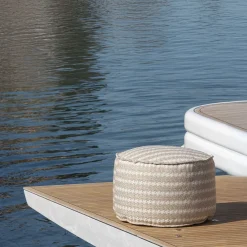 Pouf da esterno Soft Cay in tessuto beige e bianco*Villevenete Best