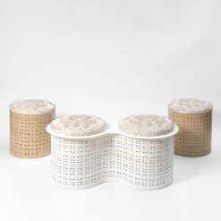 Pouf doppio in metallo bianco Currus*Splot Design Hot