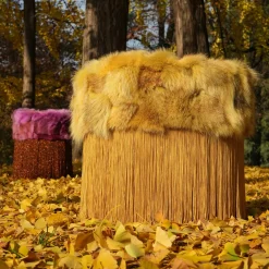 Pouf giallo patchwork di Lorenza Bozzoli*Lorenza Bozzoli Couture