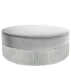 Pouf grigio scintillante con frangia argentata*Lorenza Bozzoli Couture