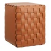 Pouf imbottito in pelle cognac Bottega*ADJ Style Discount