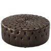 Pouf in pelle marrone Beverly*Bedding Atelier Sale