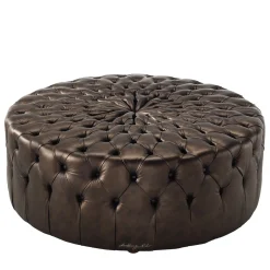 Pouf in pelle marrone Beverly*Bedding Atelier Sale