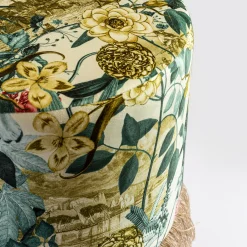 Pouf Notti d'Oriente con fantasia botanica e base in cesta*Grand Tour by Vito Nesta Sale