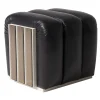 Pouf Ola con specchi in pelle nera*Mantellassi 1926 Best
