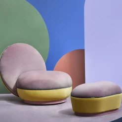 Pouf ovale in tessuto policromo Lepouf di Giuseppe Dicecca #2*Paolo Nesi Online