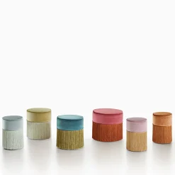 Pouf rosa scintillante con frange dorate*Lorenza Bozzoli Couture Sale