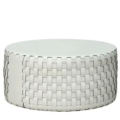 Pouf rotondo in pelle bianca Bottega*ADJ Style Online