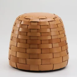 Pouf Rotondo Medio in Pelle Naturale Trama*Tonucci Collection Outlet