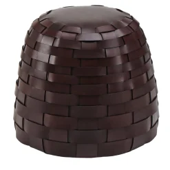 Pouf Rotondo Medio in pelle color cioccolato Trama*Tonucci Collection