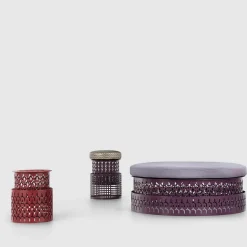 Pouf rotondo Trame piccolo viola con cuscino grigio*Da A Best