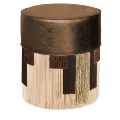 Pouf Treasure in pelle marrone metallizzata di Lorenza Bozzoli*Lorenza Bozzoli Couture Outlet