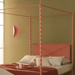 Rito Letto Matrimoniale con Baldacchino in Ferro Rosa*Lispi Discount