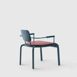 Rock4 Poltrona da salotto blu con seduta in pelle rossa di Marc Sadler*Da A Best