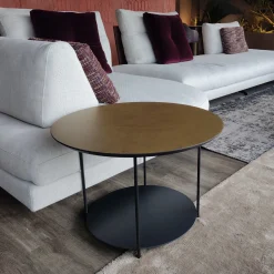 Roma Tavolino Tondo Medio Con Top In Resina Spatolata Color Bronzo*Disain 1971 Hot