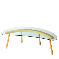 Scrivania Curva in Vetro Trasparente Boomerang di Enzo Mari*Gebrüder Thonet Vienna GmbH (GTV) – Wiener GTV Design Best