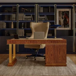 Scrivania in legno di palissandro con piano in pelle della Collezione Studio Privè*Guerra Vanni Hot