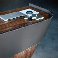 Scrivania Klip in noce massello e pelle Olimpia di Karim Rashid*Riva 1920 Sale