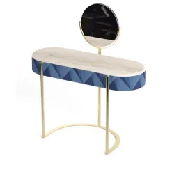 Scrivania Nora Curved Blue & Golden Vanity Desk*Cafedesart Hot