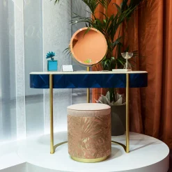 Scrivania Nora Curved Blue & Golden Vanity Desk*Cafedesart Hot