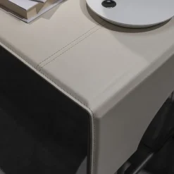 Scrivania Rectangolare Libra in Pelle Bianco Ghiaccio e Metallo*Casa Covre Hot