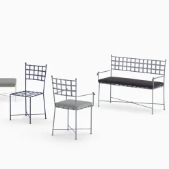 Sedia Club blu in ferro battuto*Dante Negro New