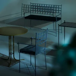 Sedia Club blu in ferro battuto*Dante Negro New