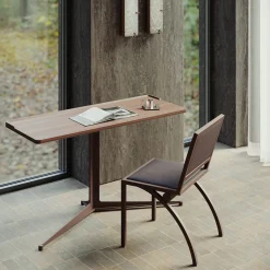 Sedia Cylindre in ferro con finitura bronzo e pelle*Tato Best