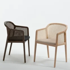 Sedia da pranzo in paglia di Vienna e noce canaletto nero*Colé Outlet