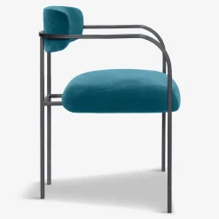 Sedia da pranzo Rebecca Bio in velluto verde bluastro*Biosofa Discount