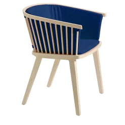 Sedia da pranzo Secreto in legno di faggio naturale Indaco Blue*Colé New