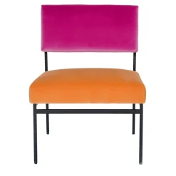 Sedia da salotto Aurea in velluto arancione e rosa*Biosofa Discount