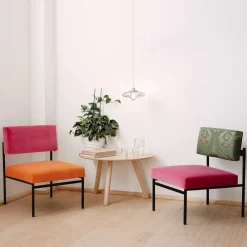 Sedia da salotto Aurea in velluto arancione e rosa*Biosofa Discount