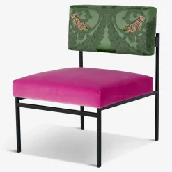 Sedia da salotto Aurea in velluto rosa e seta verde*Biosofa Discount