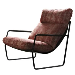 Sedia da salotto Clizia in tessuto rosso e metallo nero*Black Tie Outlet